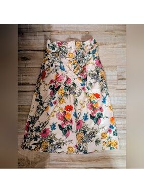 Carolina Belle Montreal Floral Belted High Rise Cotton A-Line Skirt [2]